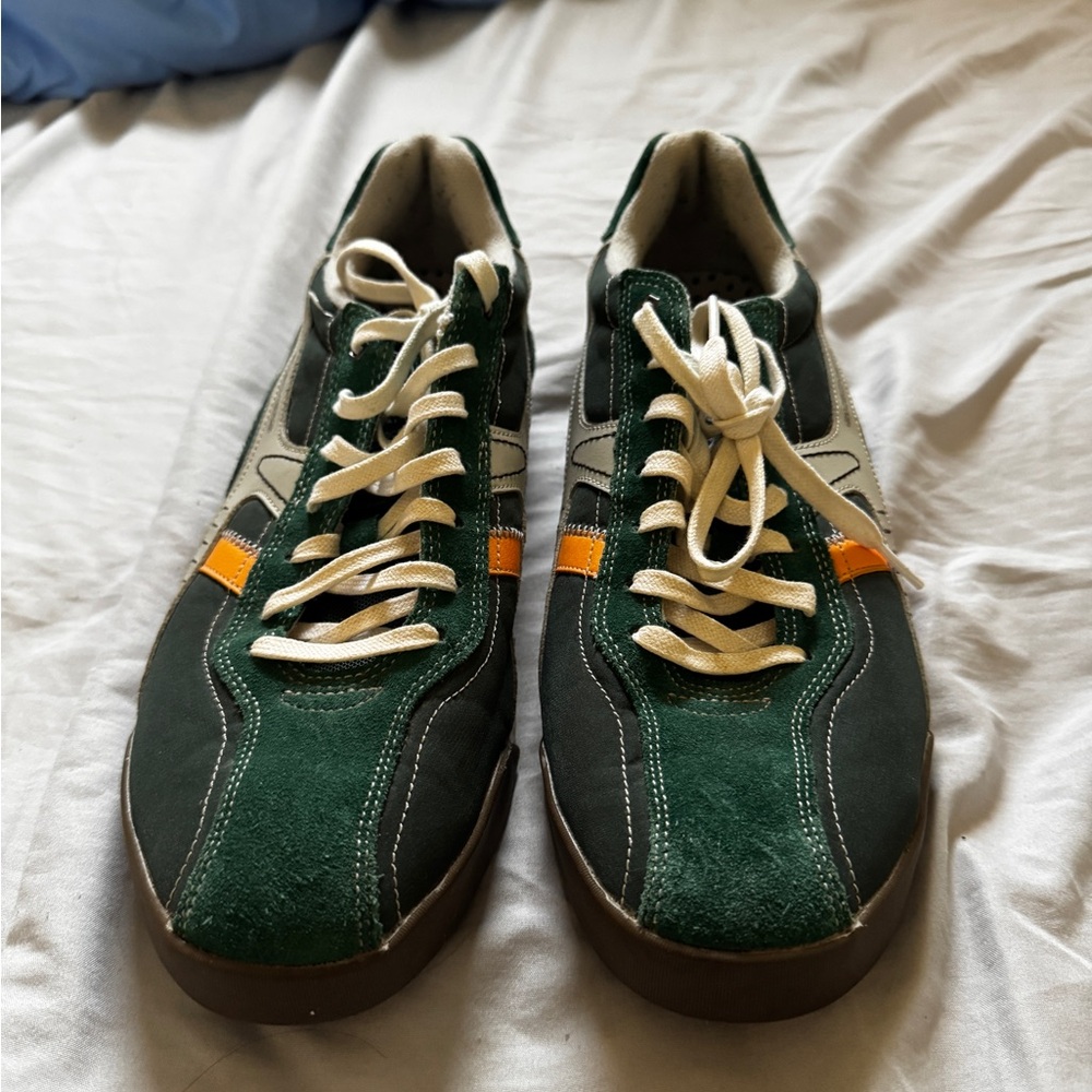Skechers Green and Orange Sneakers with Suede Upper